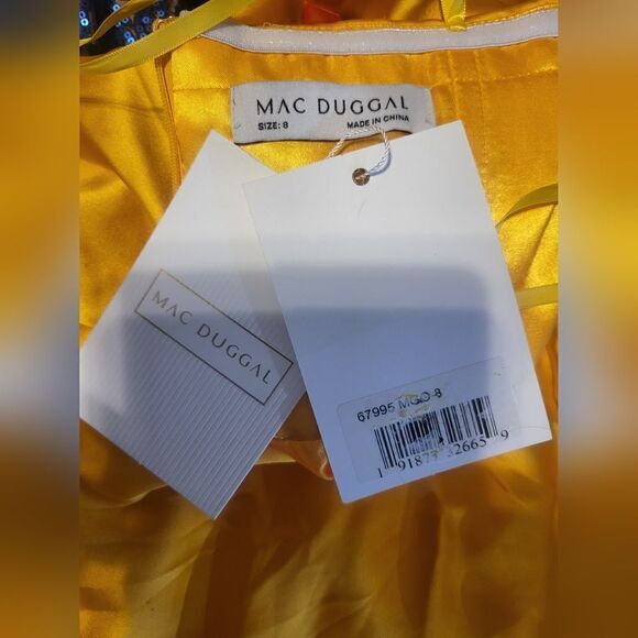 Mac Duggal BOW SWEETHEART STRAPLESS A LINE GOWN NWT size 8 Marigold (67995) - Picture 6 of 6